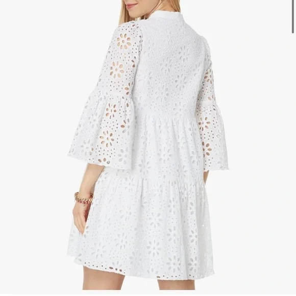 Size S Lilly Pulitzer cotton bekah dress white Elegant White Eyelet Dress - Picture 2 of 12